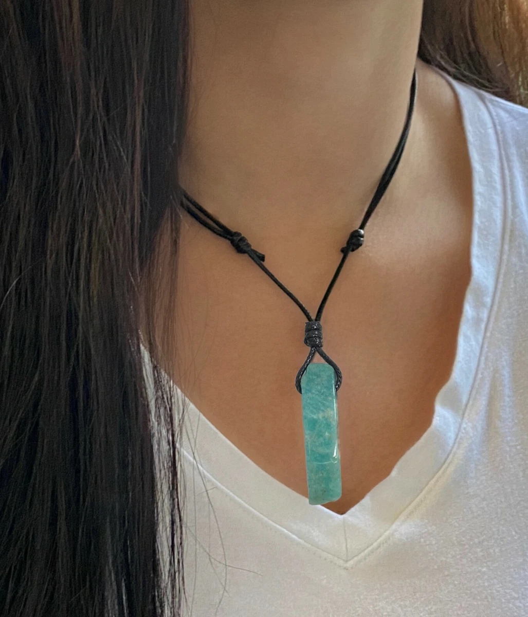 Healing Crystal Necklace Pendant Rope Chain Howlite Agate Obsidian  Labradorite.. | eBay