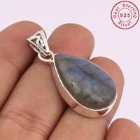Solid 925 Sterling Silver Labradorite Jewelry Pendant 1.5 Am81 Solid 925 Sterling Silver Labradorite Jewelry Pendant 1.5 Am81