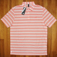 Adidas Two Color Striped Golf Polo Shirt Mens M L IC3521 Coral Fusion White New