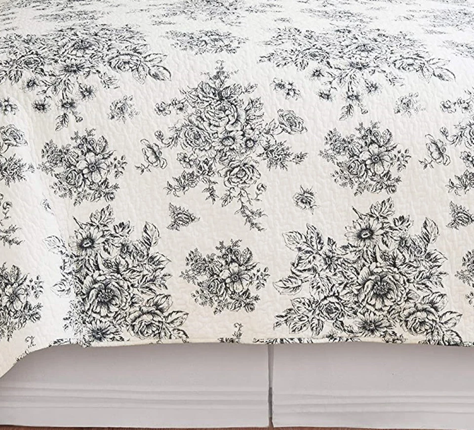 JUEGO COMPLETO DE EDREDÓN COTTAGE BLACK ROSE: TOILE NELLY French Country Shabby Onyx Foto 3 de 3