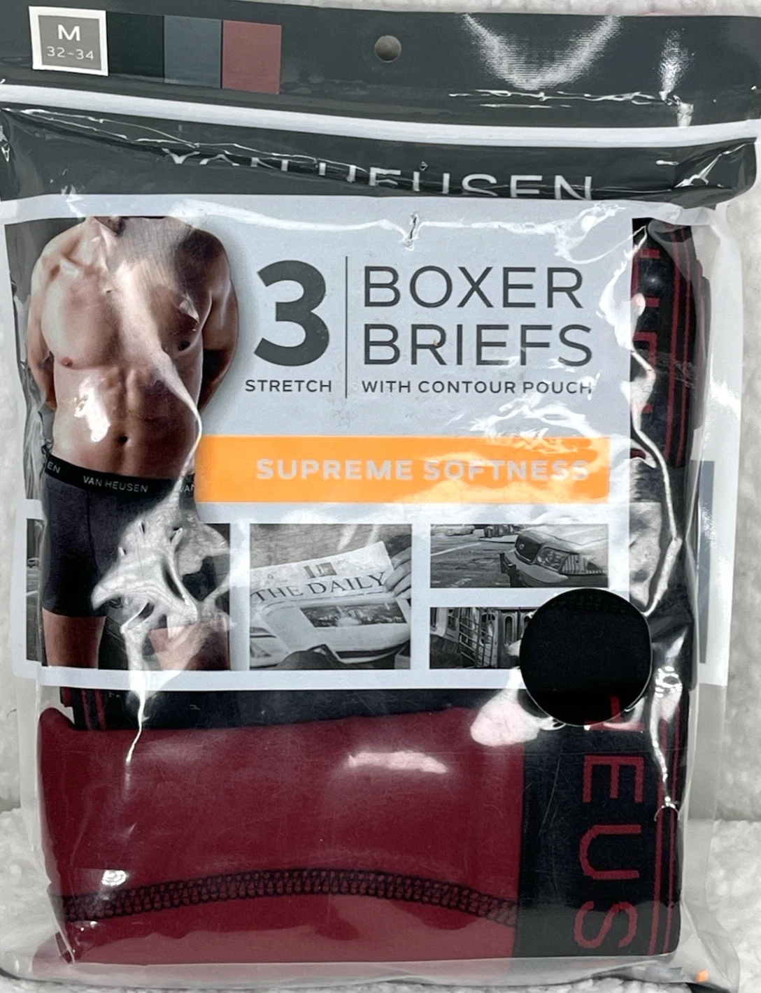 Lot de 3 boxers homme Van Heusen moyen avec pochette contour douceur suprême