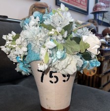 Vtg Women  s Christian Dior Chapeaux Paris New York Blue Floral Hat White Flowers