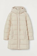 H & M Hooded Puffer Jacket Powder Beige XXL NEW W TAG