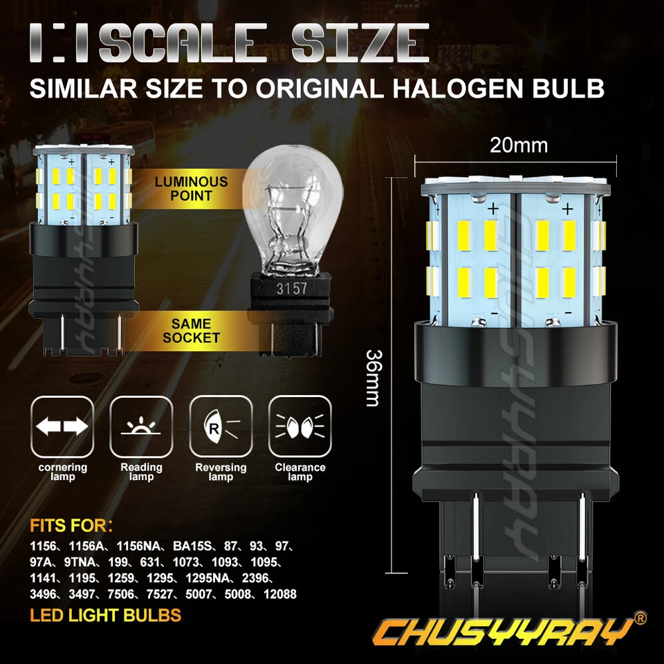 LED 3157 Fog Light Bulb DRL Running Light for Hummer H2,Cool Light 6000K Bright - Image 4 of 4