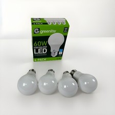 Greenlite 4 LED Light Bulbs 9W LED A19 Omnidirectional 3000k Bright White 15,000