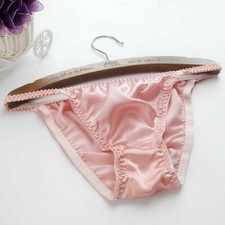 Womens Thongs 100 Silk Underpanties T-Pants G-string Cute Bikini Pink Soft Comf