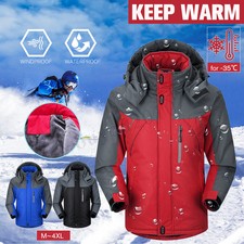 Men Women Winter Warm Outdoor Jacket Fleece Lined Waterproof Ski Snowboard Coat