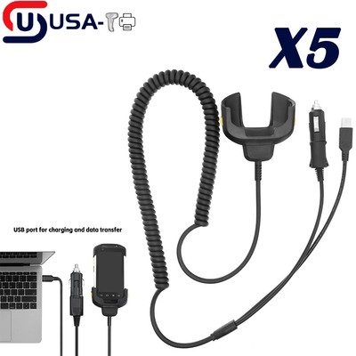 5PCS CHG-TC7X-CLA1-01 Car Vehicle Charger Cable w/USB for Zebra TC70 TC75 TC77