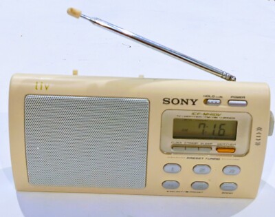 Sony Liv ICF-M410V TV Weather AM/FM 4-Bands Portable Clock Radio