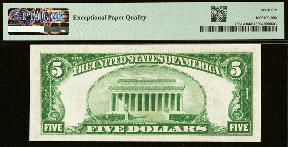 1928A $5 St. Louis FRN Gem PMG 66EPQ 2nd highest graded St. Louis Fr 1951-H - Image 3 of 3