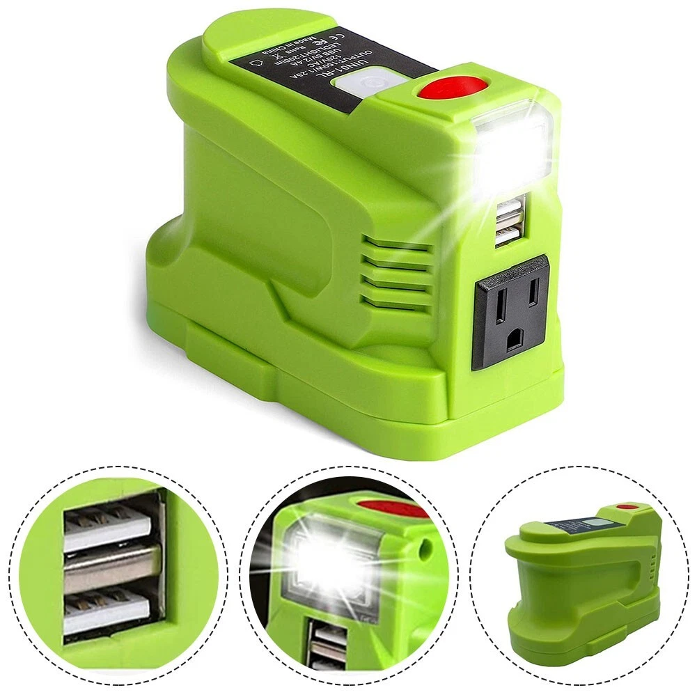 FOR To Ryobi 18V DC To AC 110V Battery Inverter Tool USB Charger