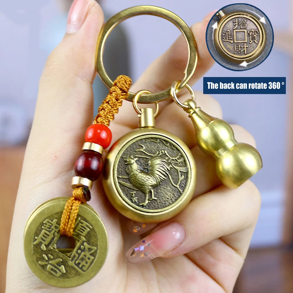 Llavero Feng Shui Llavero Calabaza Latón Zodiaco Chino Feng Shui Llavero de la Suerte Foto 2 de 4