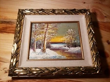 GUIRIO TMAN Winter Landscape Oil Painting vintage
