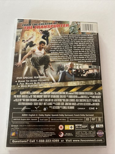 Brick Mansions (DVD, 2014) Region 1 DVD Like New Free Post Aus Wide Paul Walker - Picture 2 of 2