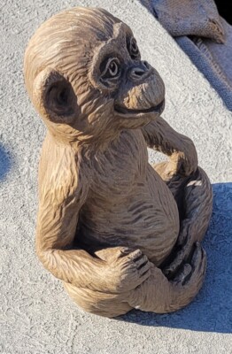 Monkey,Concrete Adorable.SOLD As SHOWN 11'' H X 5 X 4 FIBER INFUSED CONCRETE