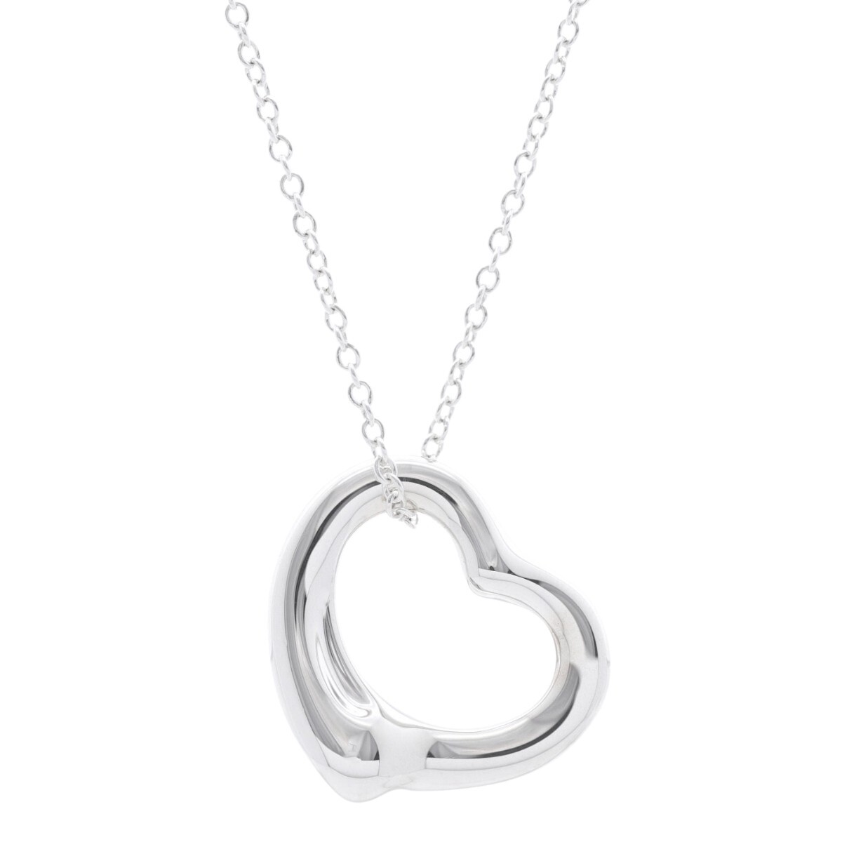 値下げ交渉ok！ティファニーOpen Heart Necklace AG925 Tiffany&co Open Heart Pendant 16MM Ag925 Silver Necklace Mint Used