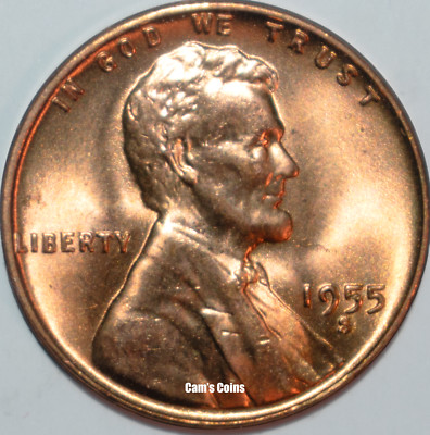 1955 S S/S Lincoln Wheat Cent Red RPM Penny Error
