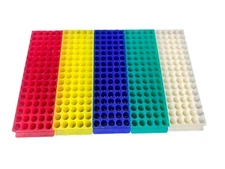 (Lot of 5) Laboratory Plastic 80-Place Vial Test Tube Holder Rack 11mm ID Handle