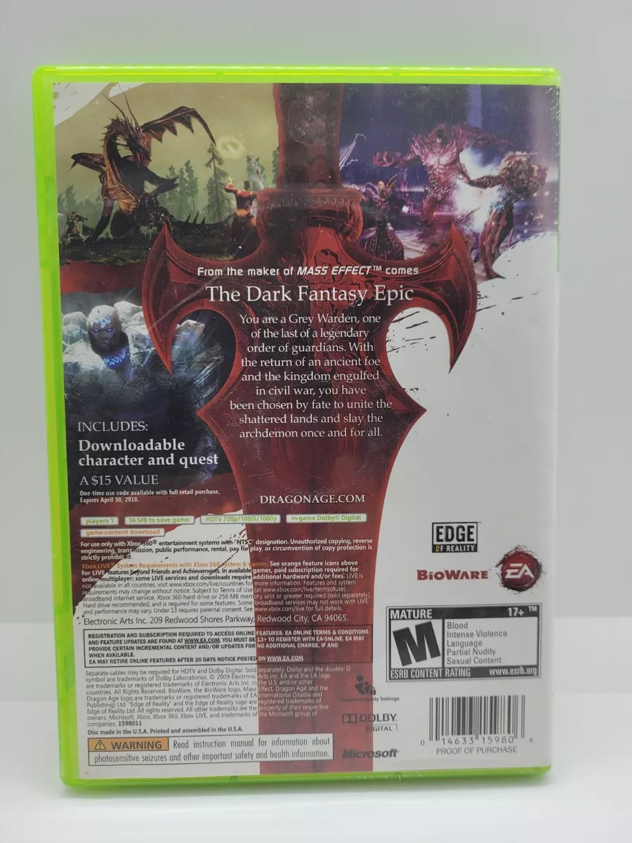 Dragon Age Origins (Microsoft Xbox 360) Original Release Complete  Excellent! 14633159806