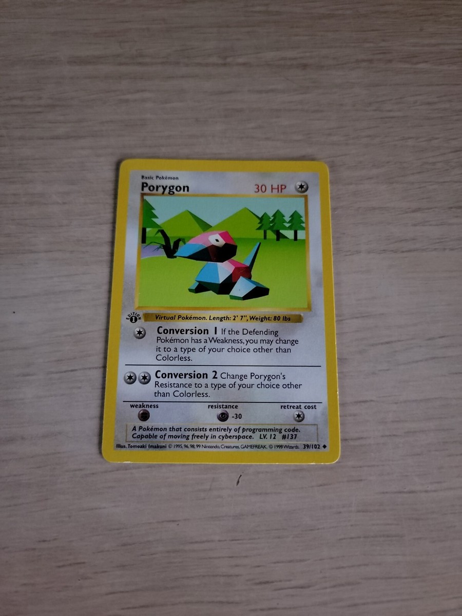 Pokémon Base Set 1st Edition Regular Finish Porygon 39/102