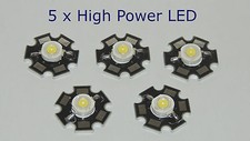 5x LED 1W Watt 120 lm High Power 350mA Star 6000-6500k 