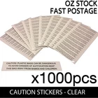 Clear Sticker Self-Adhesive Label "Caution Plastic Bags ... dangerous" - 1000pcs