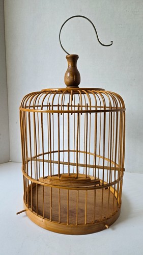 Vintage Bamboo Birdcage Round 14" x 9" Bird Cage