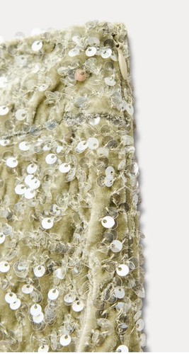Zara Mint Sequinned Flared Trousers Size XL Ref 9130/955 - Picture 10 of 11