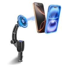 Magnetic Phone Holder for Car Cigarette Lighter Dual USB Fast Charging 