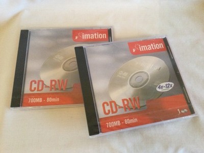2 x Imation CD-RW 700MB - 80min Nagelneu Versiegelt Rohlinge