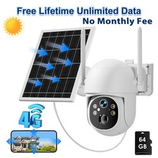 3MP 4G LTE Cellular Solar Security Camera PIR Motion Sensor Free Unlimited Data