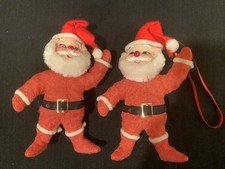 Santa ornaments pair, plastic