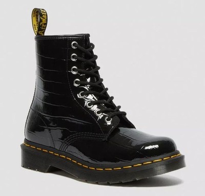 Dr. Martens 8 Loch 1460 Black Patent Lamper Croc