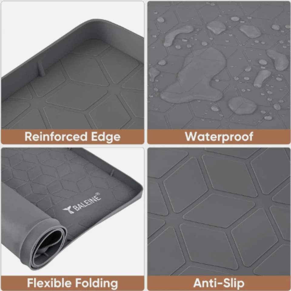 Bandeja de goteo revestimiento de gabinete impermeable para debajo del fregadero 34x22 de silicona gris Foto 2 de 4