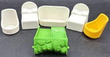 1975 Kenner Tree Tots House Replacement Furniture Chairs Beds Couch Slide 6 Pc