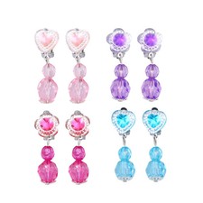 4 Pairs girls clip on earrings little girl