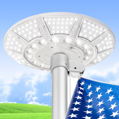 Solar Flag Pole Light 566 LED with DC Charge Port, 9000LM & 12000Mah Battery, Li