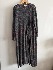 Monsoon Dress Size 22 Midi Long Sleeve Wrap Style Multicolour Print Buttons