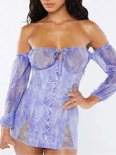 Savage x Fenty Purple Tie Dye Corset Mini Dress Mesh Size S