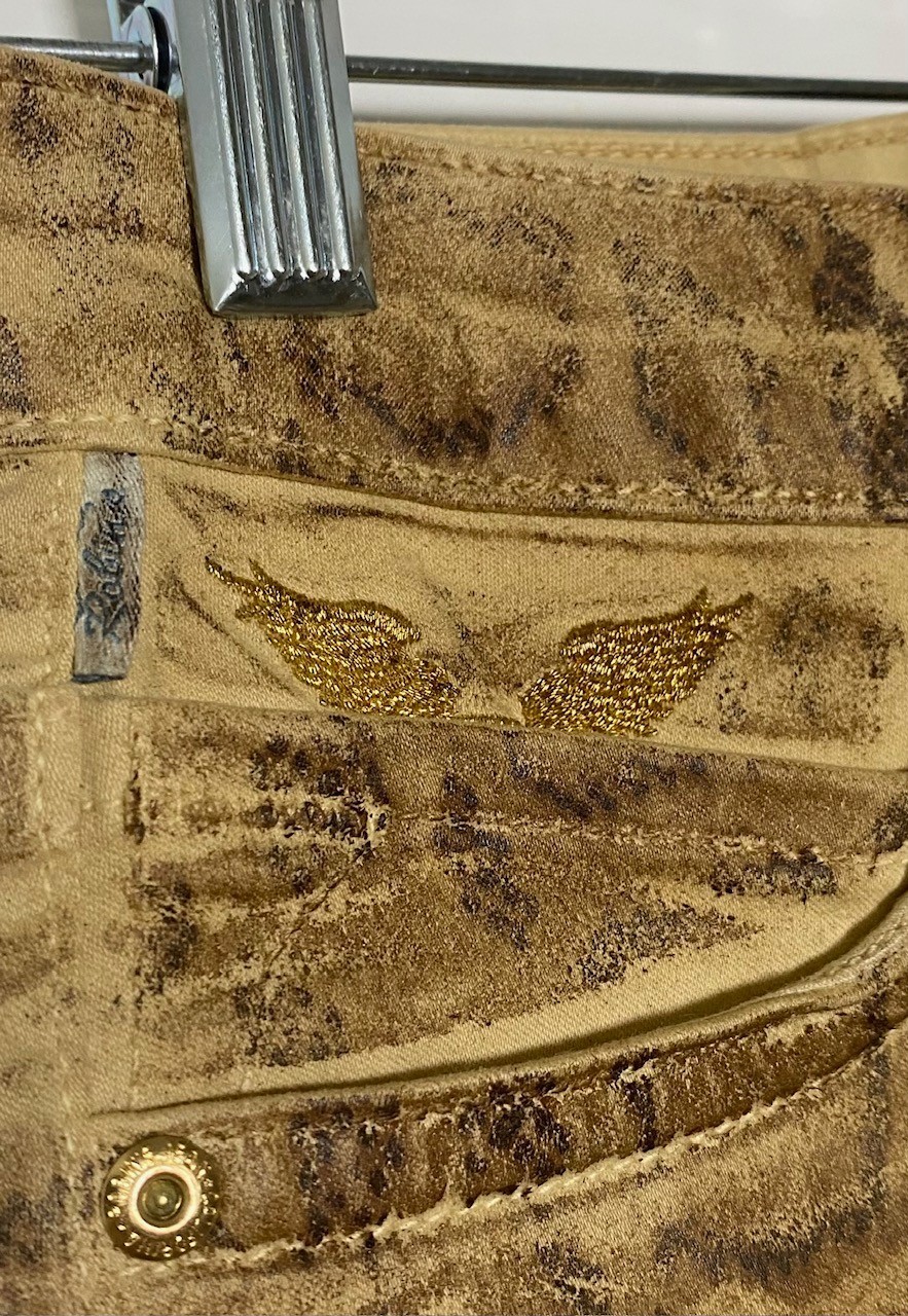 ROBIN'S Jeans Gold Snake Python Print Rhinestone … - image 5