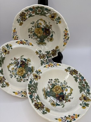 Vintage Freimaurer Patent Eisenstein Strathmore grün C4897 Obst Dessert Schalen Set 3
