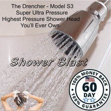 Original First of its Kind Modified High Pressure Shower Head Flow Over 14 gpm