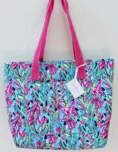 Lilly Pulitzer Hot Spot Blue Pink Green Soft Insulated Beach Cooler Tote Bag NEW