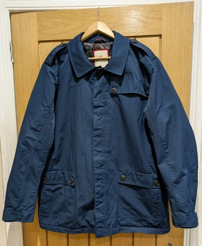 Joe Browns Short Trench Coat Navy Blue Size Men's 1XL 48/50 Button Up Pockets - Picture 1 of 7