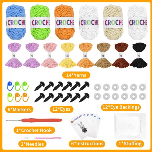 Xlapo 6Pcs Wobbles Crochet Animal Kit, Crochet Kit for Beginners DIY Craft Kn... - Picture 2 of 7