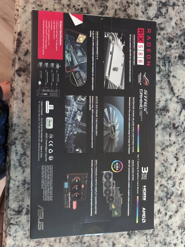 Placa de Vídeo ASUS Radeon RX580 8GB ROG-STRIX-RX580-08G-GAMING - Imagem 3 de 4