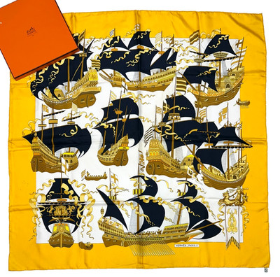 HERMES Scarf ARMADA 1976 Christiane Vauzelles Carre Foulard