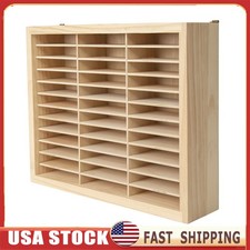 36 Slots Wooden Cassette Tape Storage Shelf Wall Mounted Display Rack US STOCK
