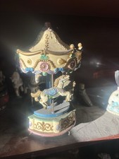 Miniature Carousel Horse Figurine With Decorative Umbrella Top