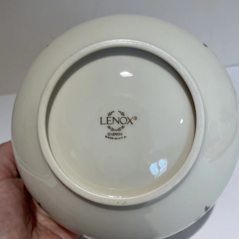 LENOX Colección Barrington 8" Tazón Perforado Flores Rosa Borde Dorado Elegante EE. UU. Foto 4 de 4